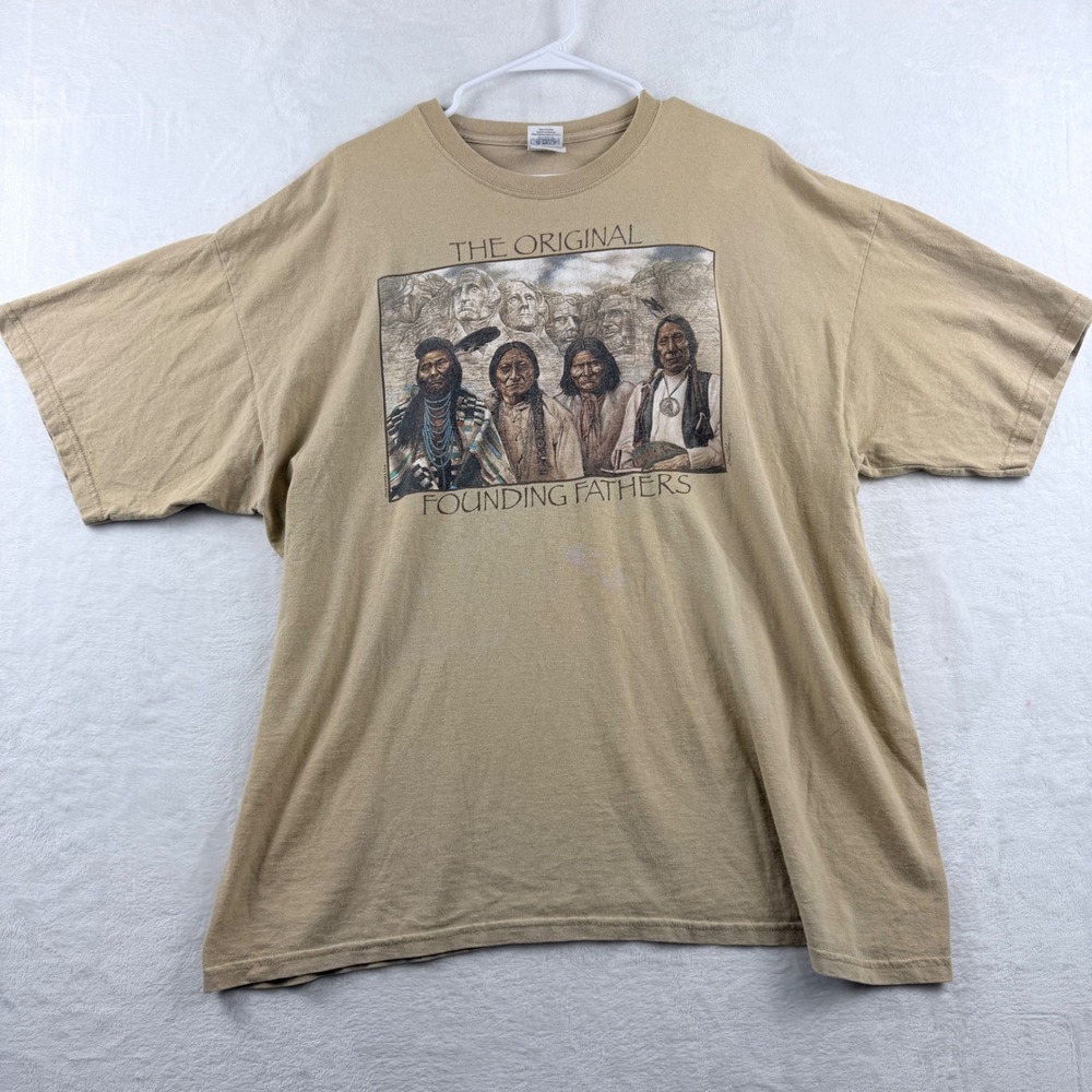 Gildan T-Shirt The Original Founding Fathers Graphic‎ Tan 2XL
